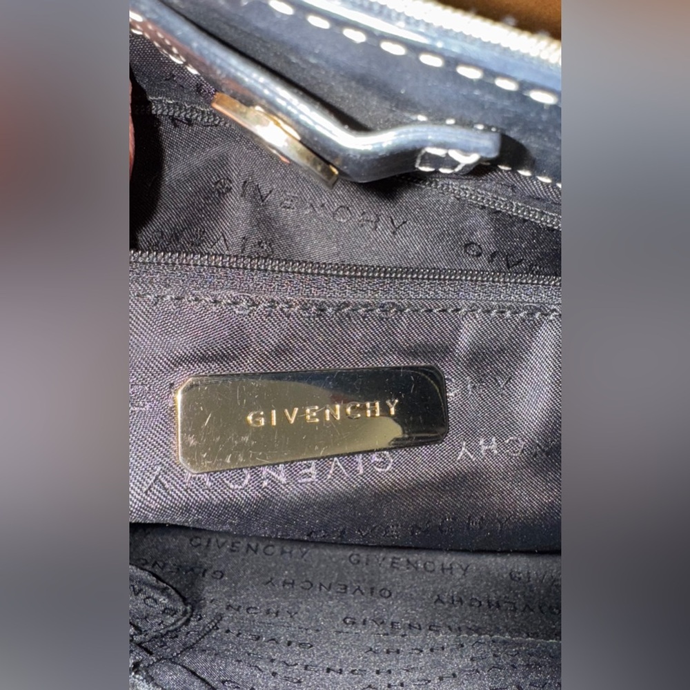 GIVENCHY- Authentic(COA)Black & Beige Leather and G Logo Canvas Bag - Picture 11 of 15